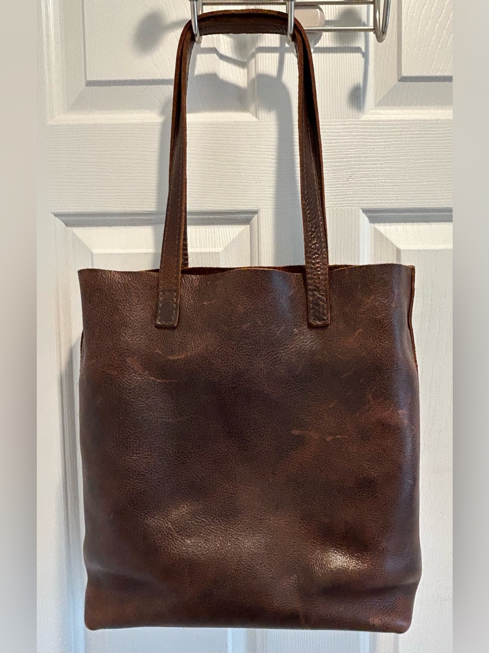 Portland Leather Goods Crossbody Tote in Cold Brew pebbled leather - Picture 2 of 16
